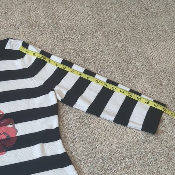 Soft Surroundings Women's Striped Floral 3/4 Sleeve Sweater Petite Large - Picture 5 of 8